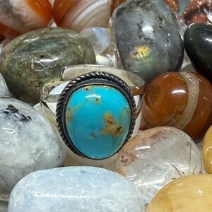 Turquoise and .925 Sterling Silver Adjustable Ring Sizes 7~10